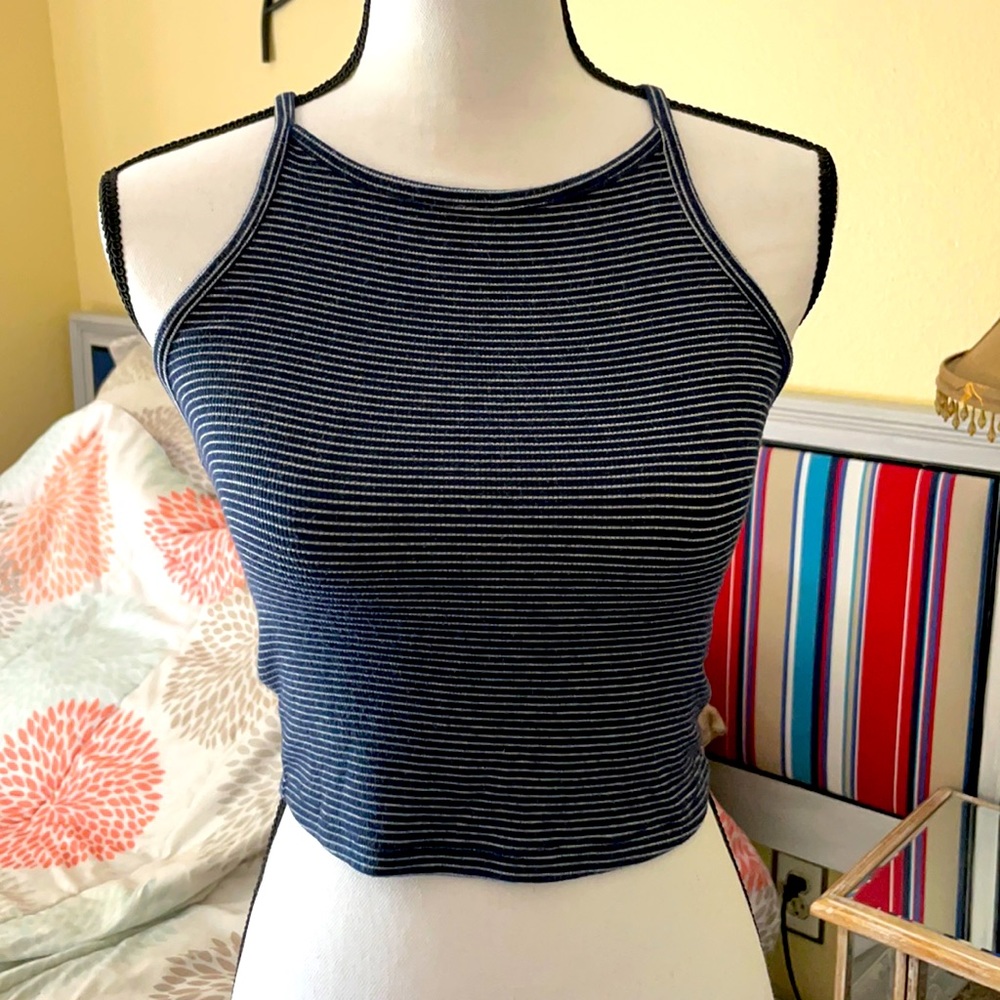 Brandy navy blue halter top